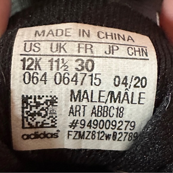 Adidas Kids Sport Cleats Size 12K Baseball Black White Lace Up Athletic - Picture 5 of 6